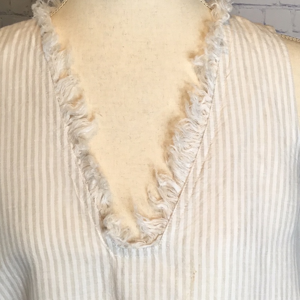 Tommy Bahama Two Palms Ruffle White/tan Striped Shift Dress - Picture 3 of 12